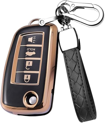 HIBEYO Funda para llavero Nissan Rogue con tapa de 4 botones para Nissan Rogue Murano Sport Altima Sentra Pathfinder 2023, accesorios con llavero,