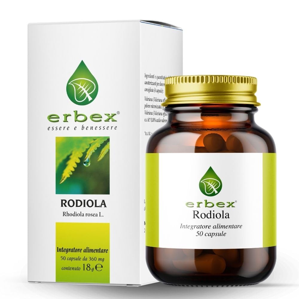 Erbex Integratore Naturale alla Rhodiola Rosea 50 Capsule - Azione Tonico Adattogena per Stanchezza Fisica e Mentale - Rodiola Forte e Naturale - Compresse Energetiche per il Benessere