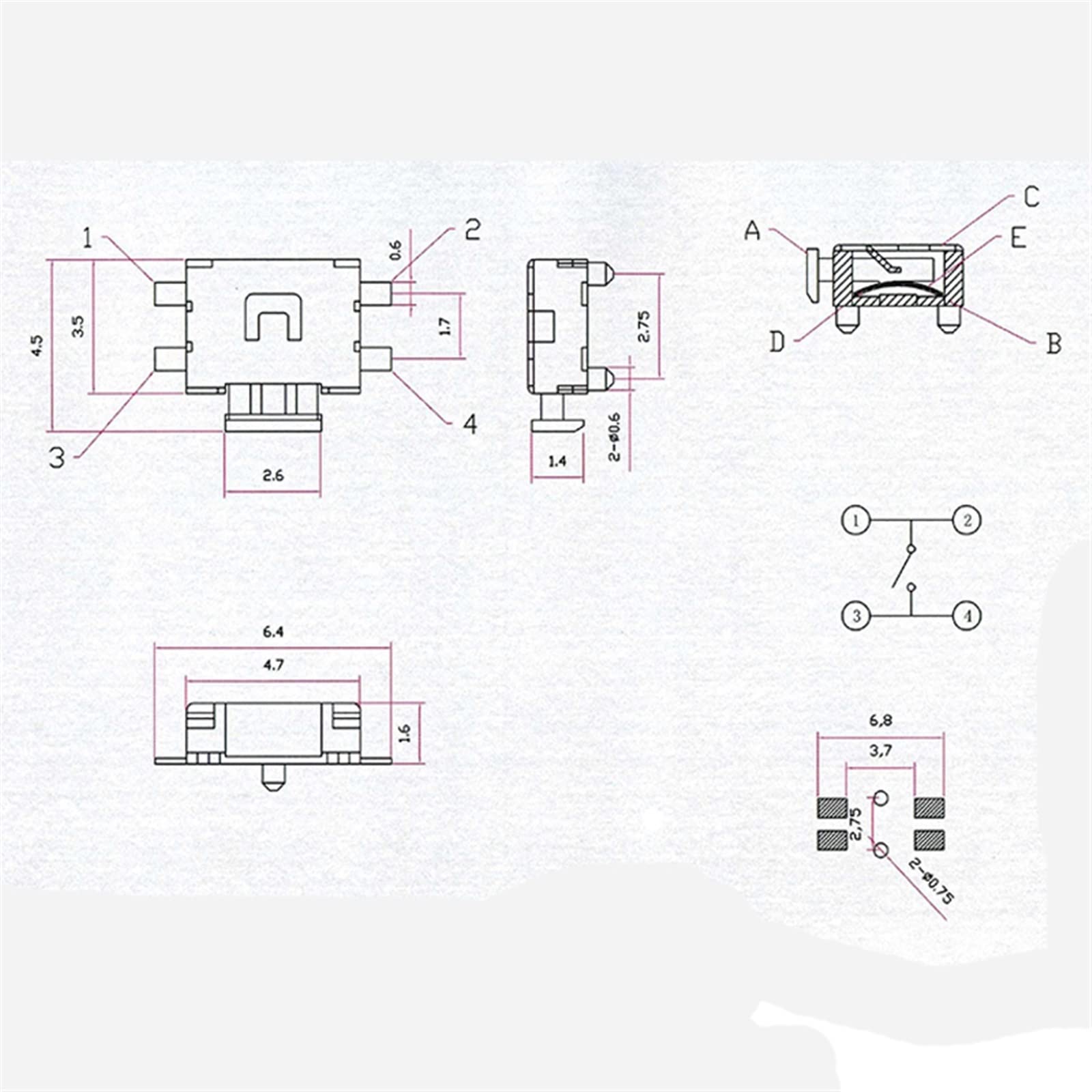 PAKMEZ 10pcs Micro Switch SMD 4pin Nuova Chiave del Pulsante dell'interruttore for Il Telefono Cellulare