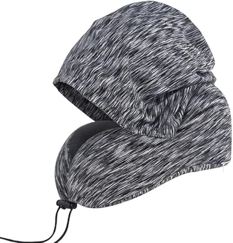 Rutexc ネックピロー フード付き 低反発 洗える U字型 トラベルピロー 携帯枕 取り外し可能 飛行機 バス 車 アウトドア 旅行用 快適 フェイスカバー付き