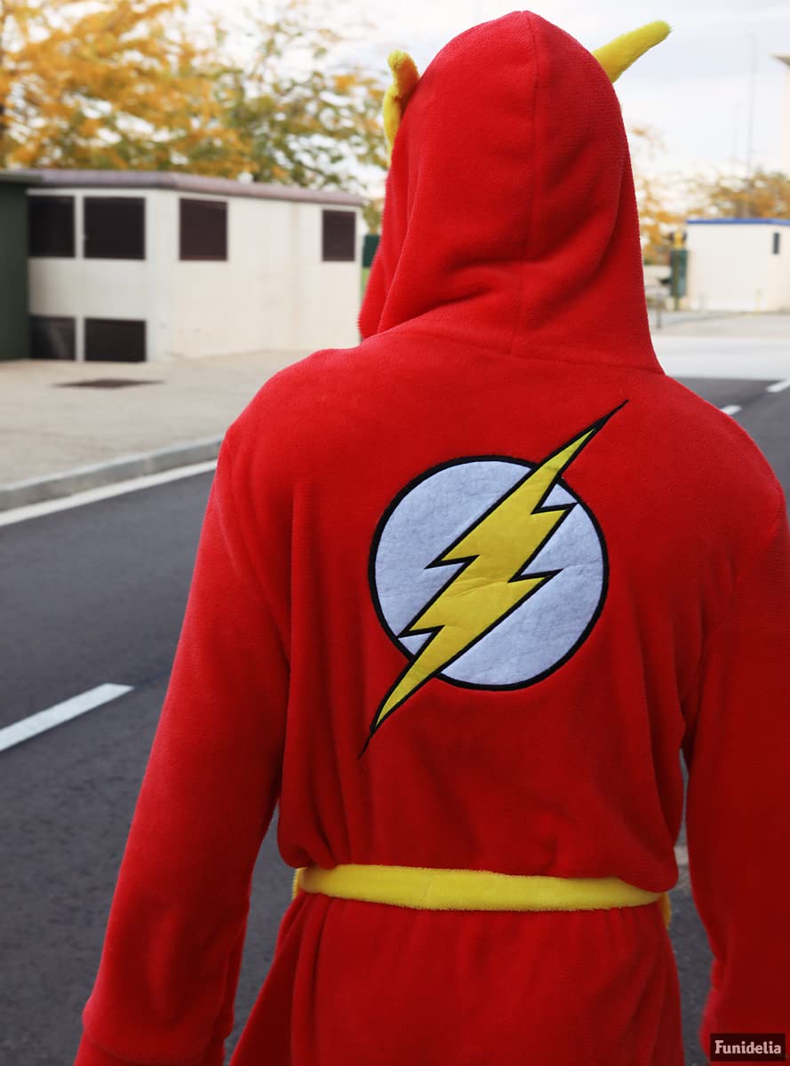 Funidelia | Bata de Flash para hombre Superhéroes, DC Comics - Accesorios & merchandising - Regalos originales para Navidad, cumpleaños y otras celebraciones - Talla L-XL - Rojo