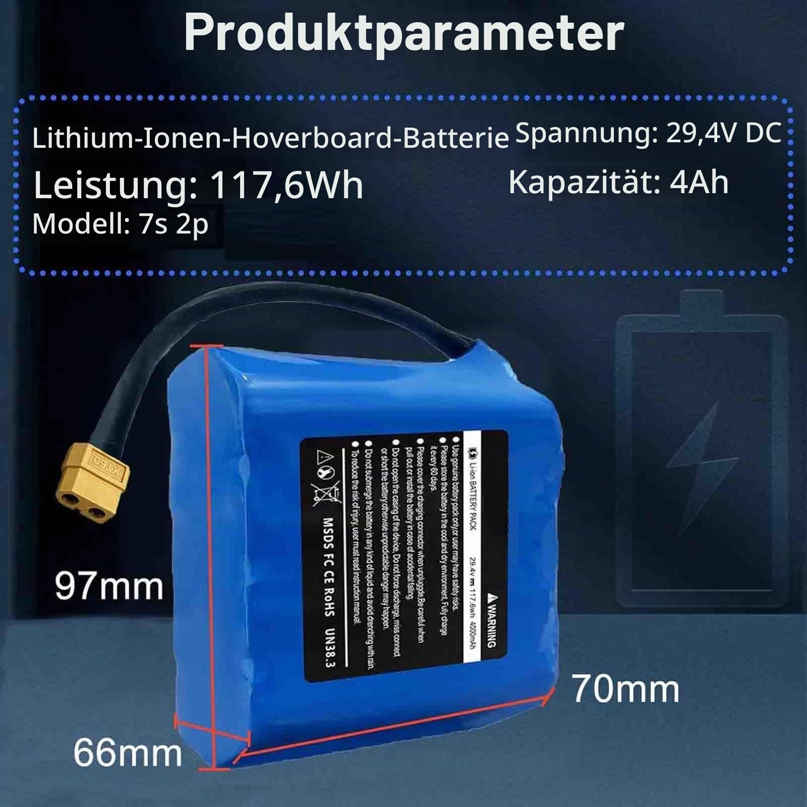 25,2 V 4000 mAh wiederaufladbarer Hoverboard-Akku, 4 Ah Hoverboard-Ersatzakku mit hoher Kapazität, 29.4V 4000mAh, kompatibel mit 100-W 200W 300W Hoverboard-Motor