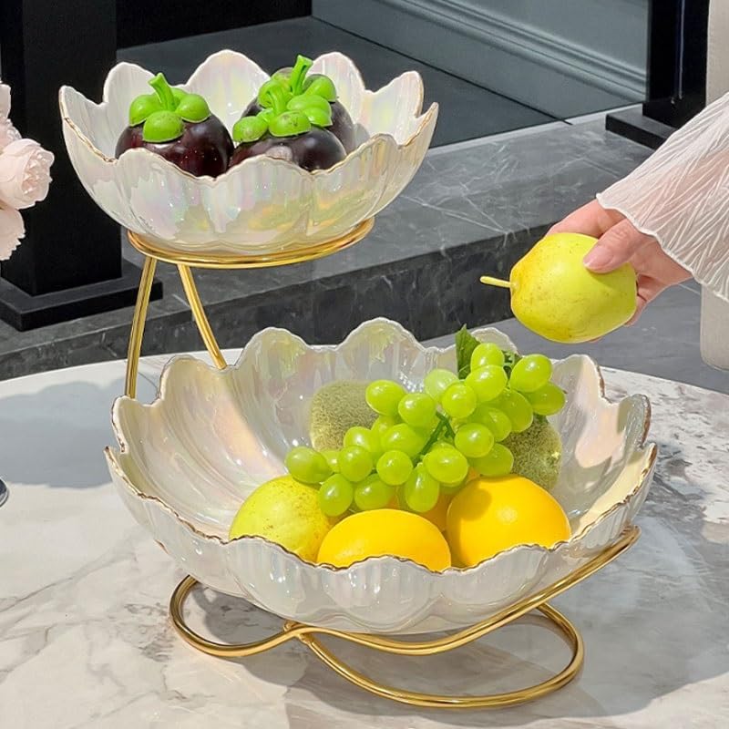 Light Luxury Ceramic Fruit Platter Multi Layered Afternoon Tea Snack Rack Candy Plate for