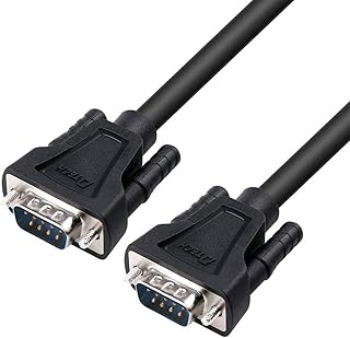 DTECH 5 Feet DB9 RS232 Serial Cable Male to Male Null Modem Cord Full Handshaking 7 Wire Crossover RS232 Extension Cable for Data Communication