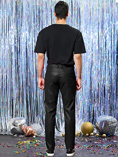 Lars Amadeus Men's Metallic Pants Slim Fit Night Club Disco Shiny Faux Leather Pants4