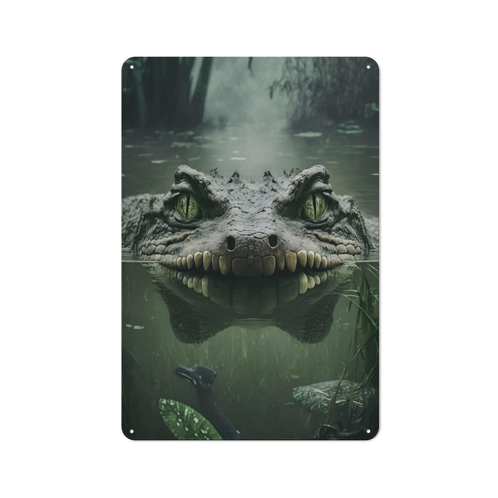 Junmoney Crocodiles Lurk Vintage Tin Sign 30X20cm For Home Office Or Studio, For Vintage Wall Decor Fans, For Cafés, Pubs And Restaurants