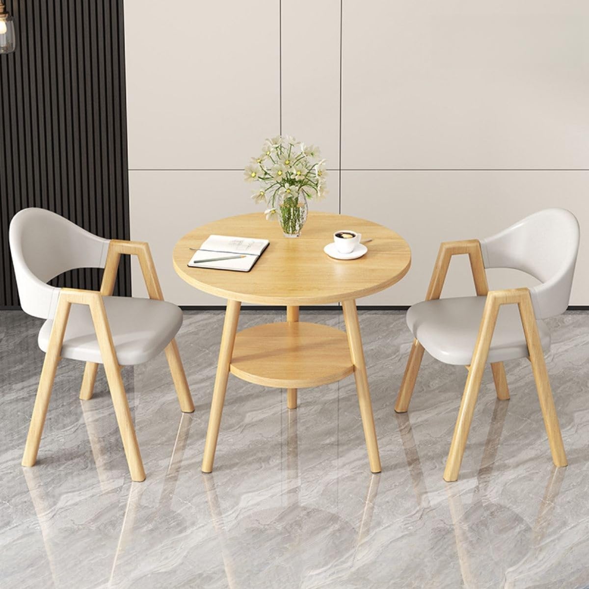 Office Reception Desk and Chair Set, Small Dining Table with Chairs, Business Coffee Leisure Table and Chair Set for Lounge, Living Room, Kitchen, Cafe, Small Spaces