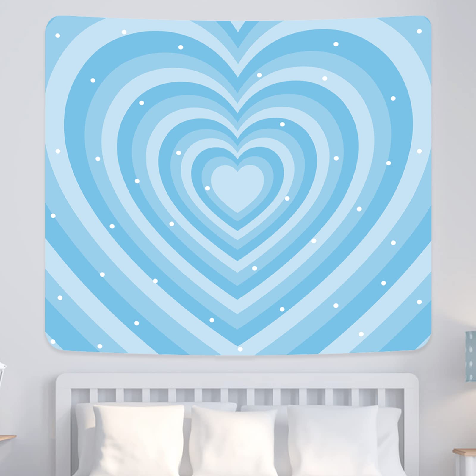 Pecfamly Blue Tapestry For Bedroom Aesthetic Kawaii Wall Decor