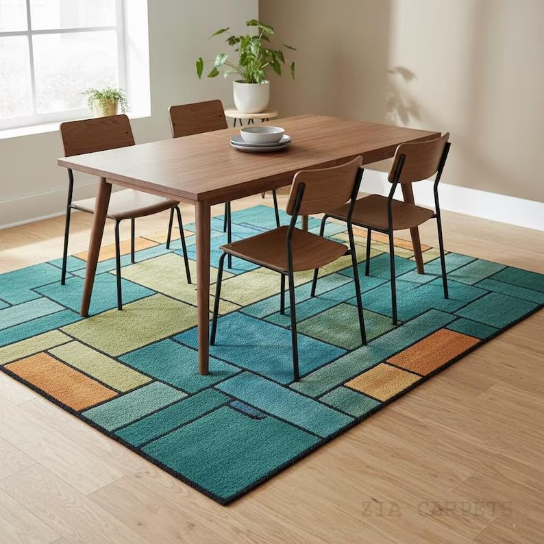Image of zia carpets Hand Tufted Woollen Modern Collection Bedroom & Living Room Carpet Size 12 X 15 Feet