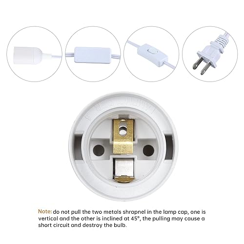 Miniatura 6 de Simple Deluxe 360 W 12 pies - Linterna colgante con interruptor de encendido/apagado E26 (bombilla no incluida), 1 paquete, color blanco