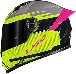 Capacete Ls2 FF358 Classic S Digital Preto Amarelo e Rosa