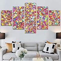SIGNWIN 5 Panel Canvas Wall Art Abstract Closeup Digital Art Modern Artwork for Home Decorations Ready to Hang - 60
