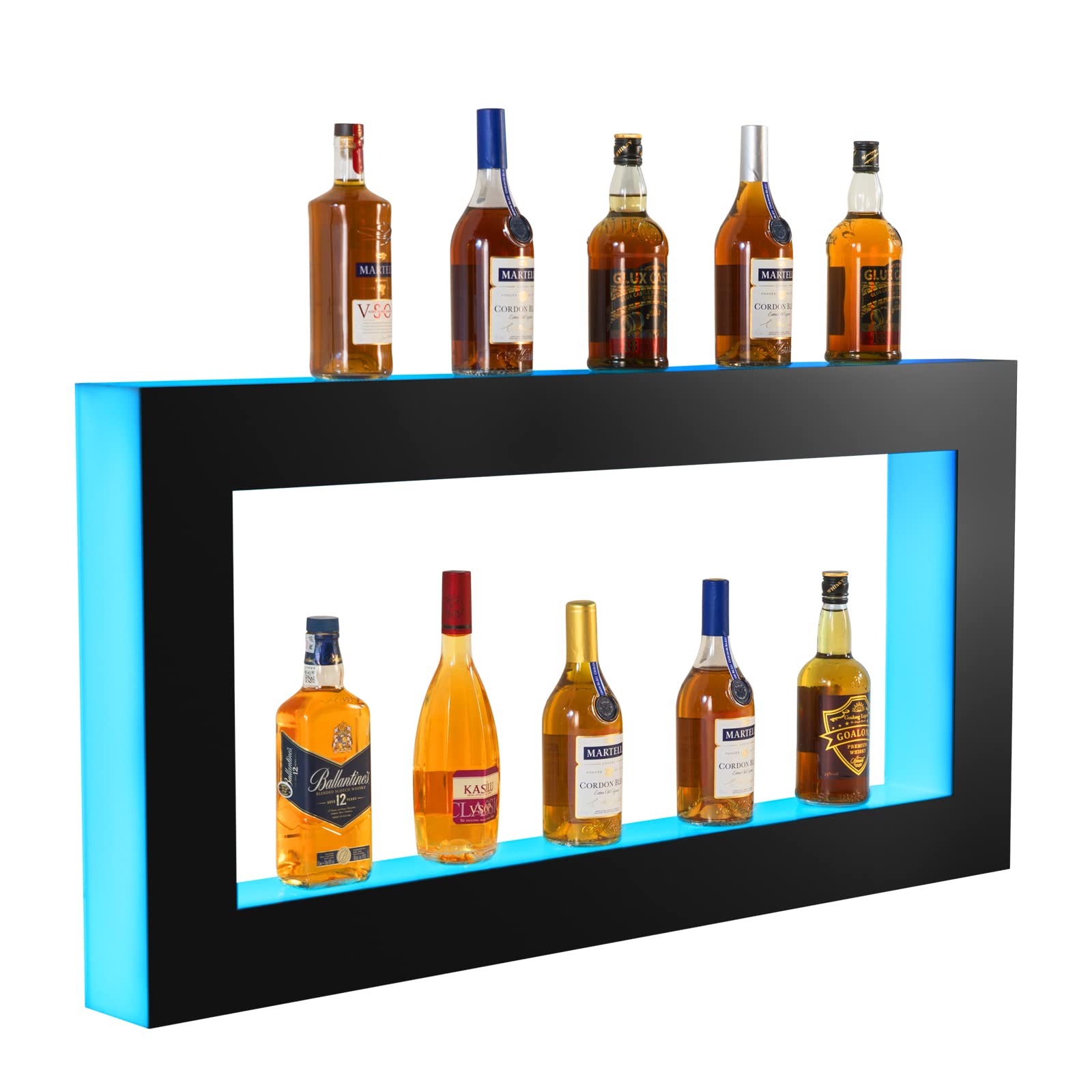 Amazon Com Cosvalve Wall Mounted Lighted Liquor Bottle Display Shelf 2 Step 48 Inch Illuminated Bar Bottle Shelf 2 Tier Commercial Home Bar Bottle Display Drinks Acrylic Lighting Shelves With Remote Control Home