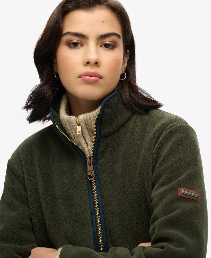 Superdry Damen Estate Fleecejacke mit halblangem Reißverschluss