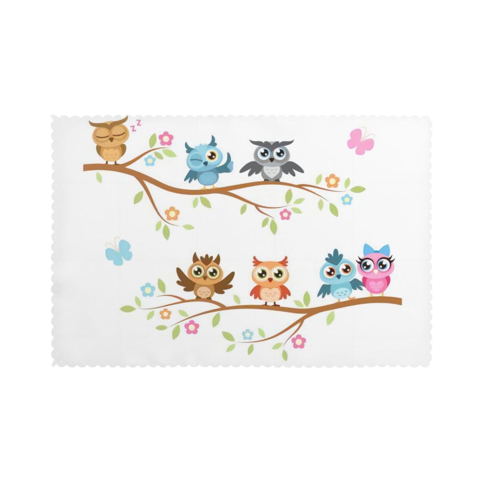 YYHWHJDE Owls On A Branch Prints Placemats Set of 6 12x18in - Heavy-Duty Polyester Table Layers Built for Lasting Performance