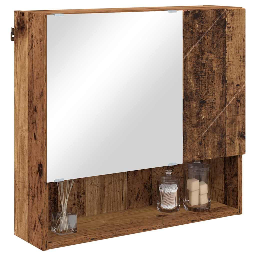 Moderner Badezimmer-Spiegelschrank mit Tür aus Holzwerkstoff, 59 x 17 x 55 cm, wandmontiert, mit viel Stauraum für Toilettenartikel und Kosmetik, minimalistisches Design