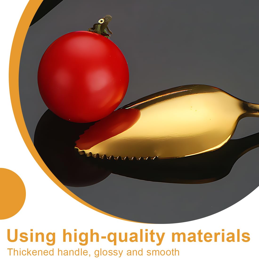 Set 4 Cucchiai Da Pompelmo In Acciaio Inossidabile - Bordo Seghettato Per Frutta E Gelato, Colore Oro - Foto 4