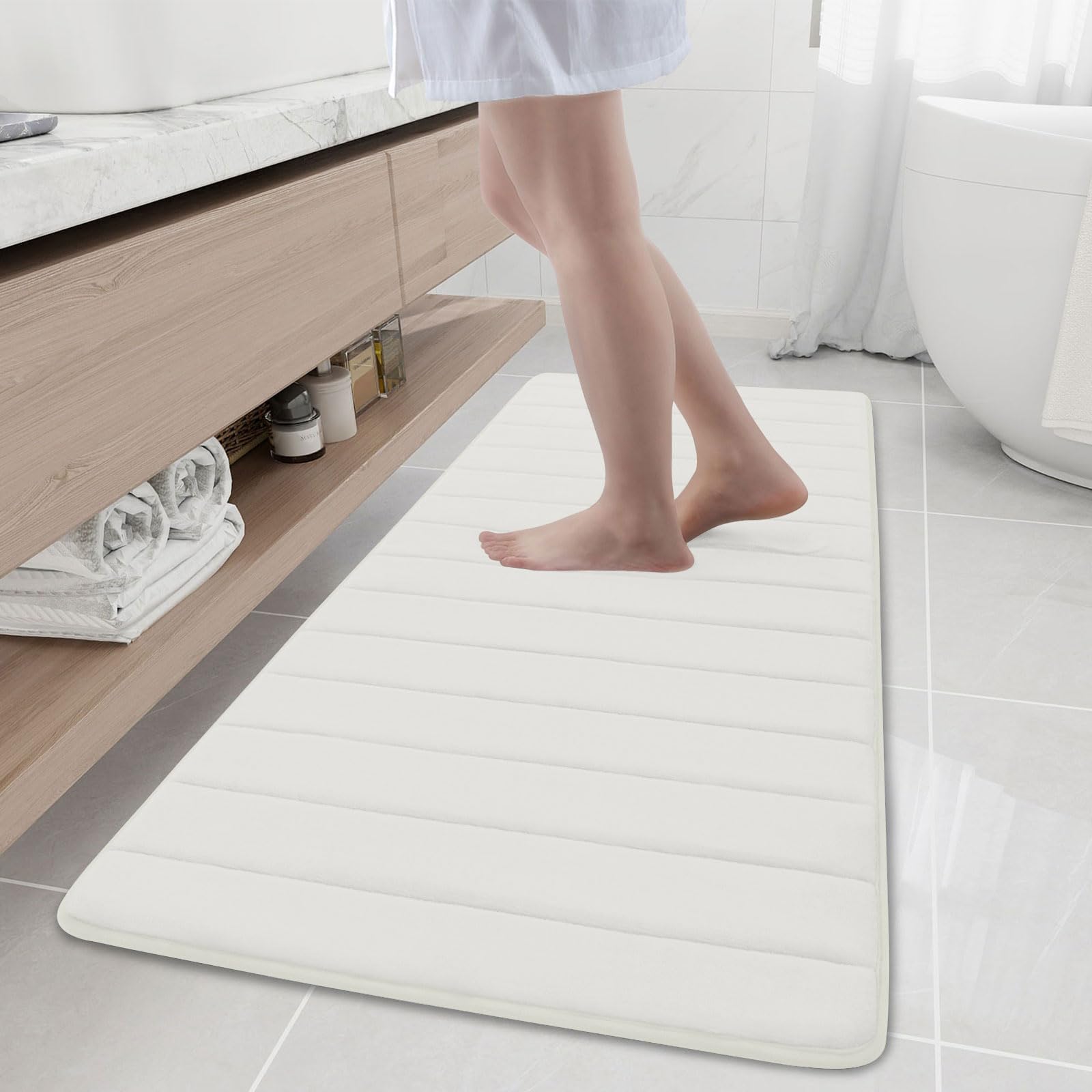 Buganda Memory Foam Bath Mat, 59" x 20", Ultra Soft and Non-Slip Bathroom Rugs, Water Absorbent and Machine Washable Bath Rug Runner for Bathroom,