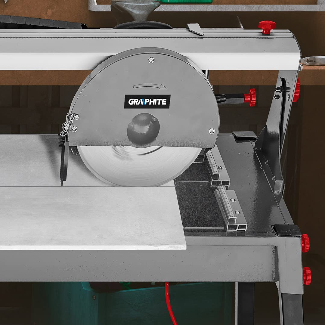 GRAPHITE Tagliapiastrelle e pietre da 1200 W, 230 x 25, area di taglio 1000 mm, lama: 230 mm x 25 mm, 2950 al minuto, profondità di taglio massima 90º/45º 43/37 mm