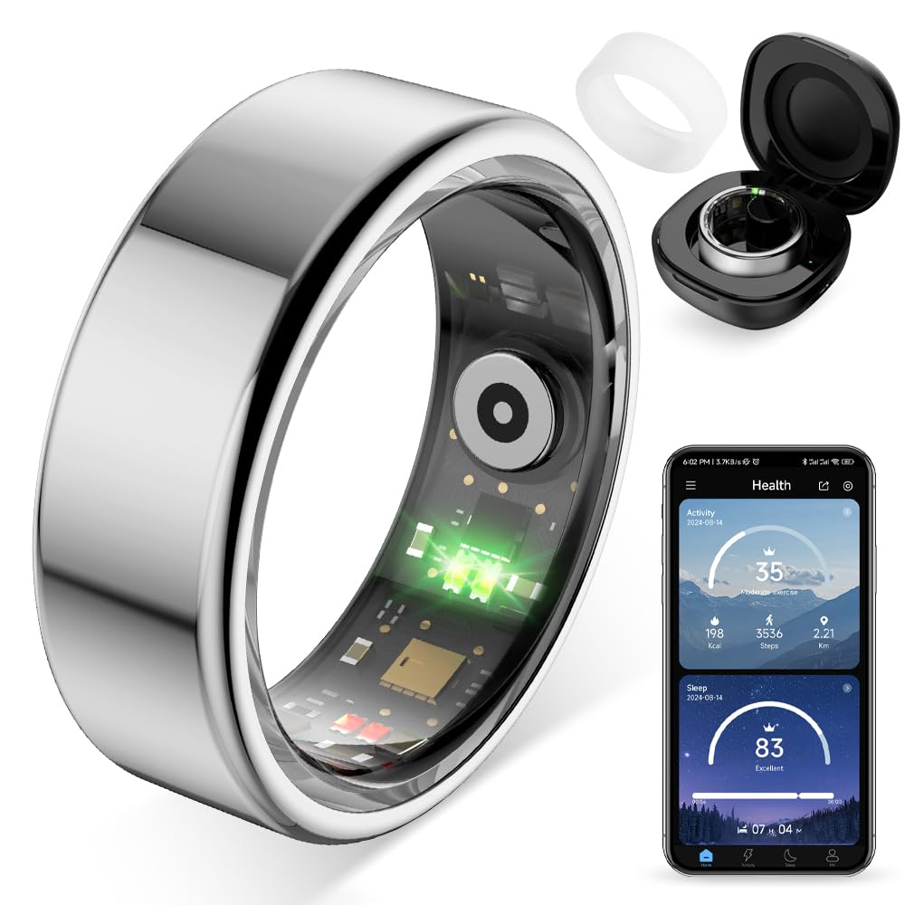 colmi r02 smart ring for women, health tracker & 5atm. (silver, 9#) | no subscription fee & skin temperature, heart rate, blood oxygen, sleep health monitoring, sports tracking, menstrual cycle.