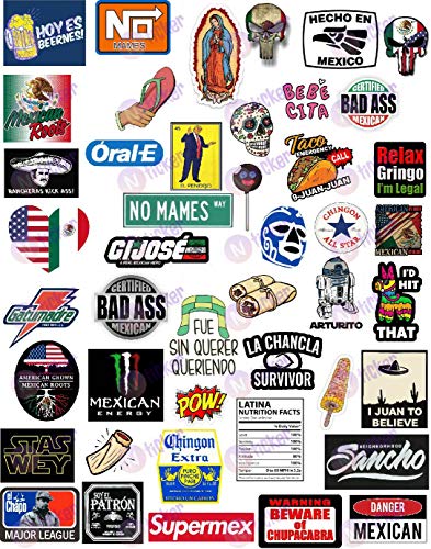 42 Mexican Stickers Calcomanas Mexicanas para Carro Laptop 100% Vinyl Stickers Mexico Funny Decals for Hardhat Bumper Laptop Water Bottle or Lunchbox. Pegatinas Calcomanias para Autos