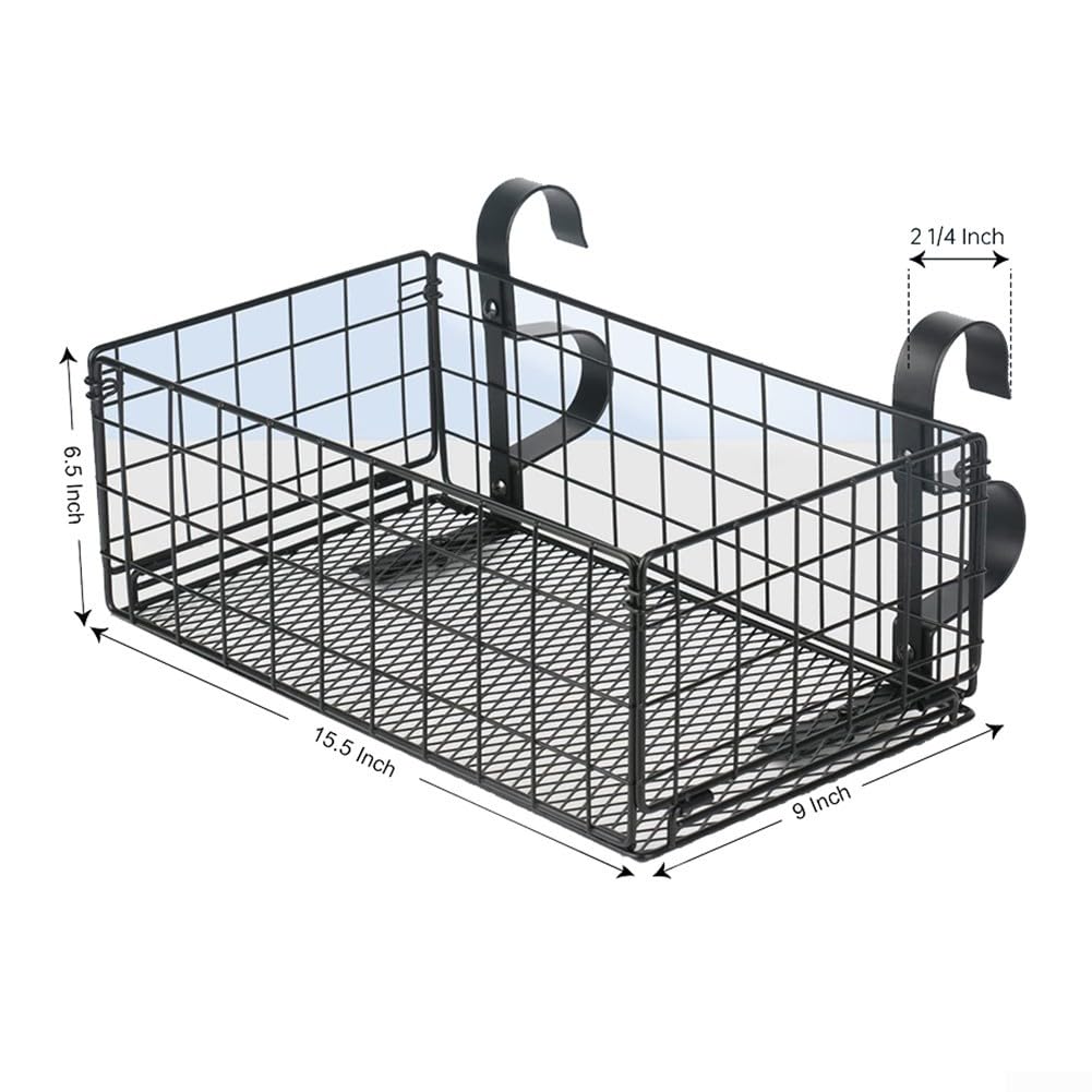 Organizador de riel de piscina – Estante estable para piscina sobre el suelo para bebidas y juguetes, color negro, 10 x 6 x 3.5 pulgadas