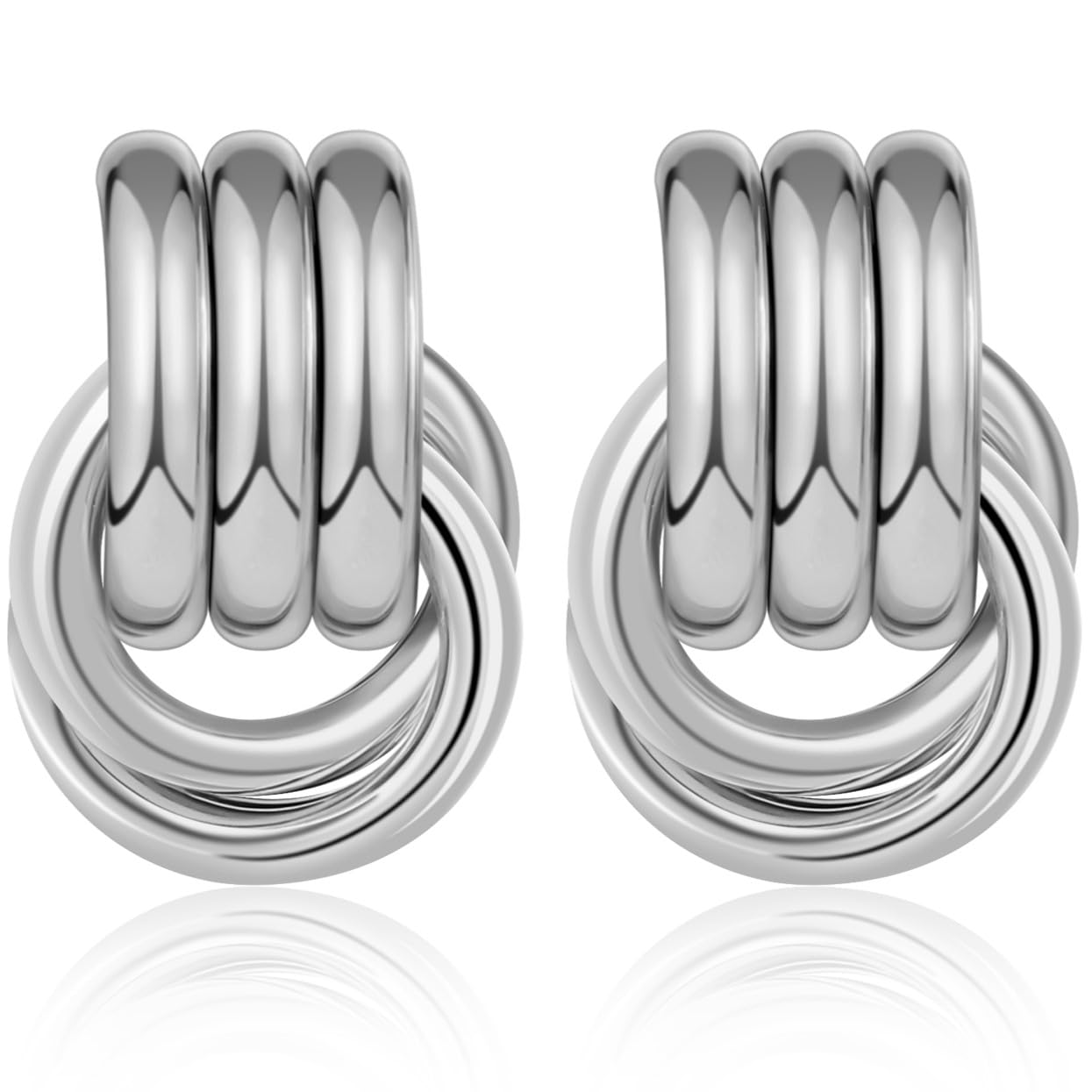 Chunky Gold Knot Earrings for Women, Statement Geometric Dangle Earrings, Trendy Gold Plated Earrings, Lightweight and Hypoallergenic