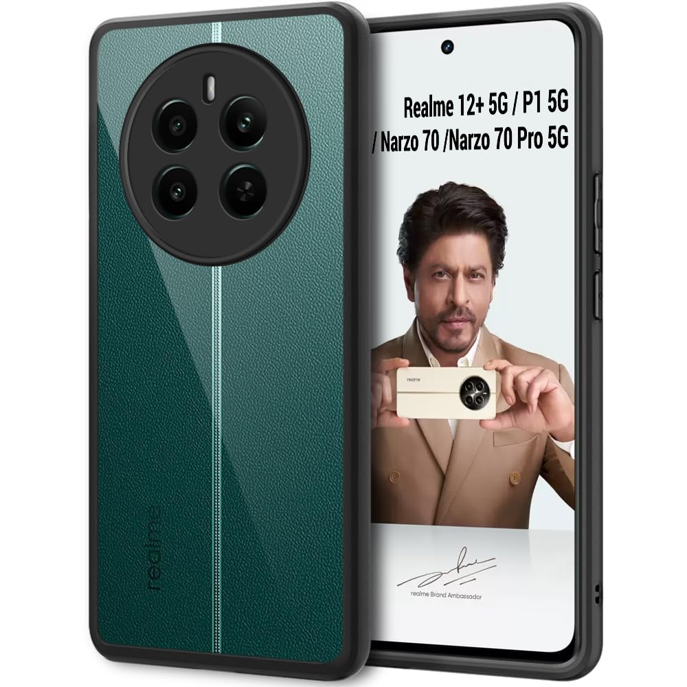 TheGiftKart Hybrid Sleek Armor Back Cover Case for Realme 12 Plus 5G / Realme P1 5G / Narzo 70 / Narzo 70 Pro 5G | 360° Protection | Crystal Clear Hard Back Transparent Cover (PC & TPU, Black Bumper) (B0CYXZM6GK) Amazon Price History, Amazon Price Tracker