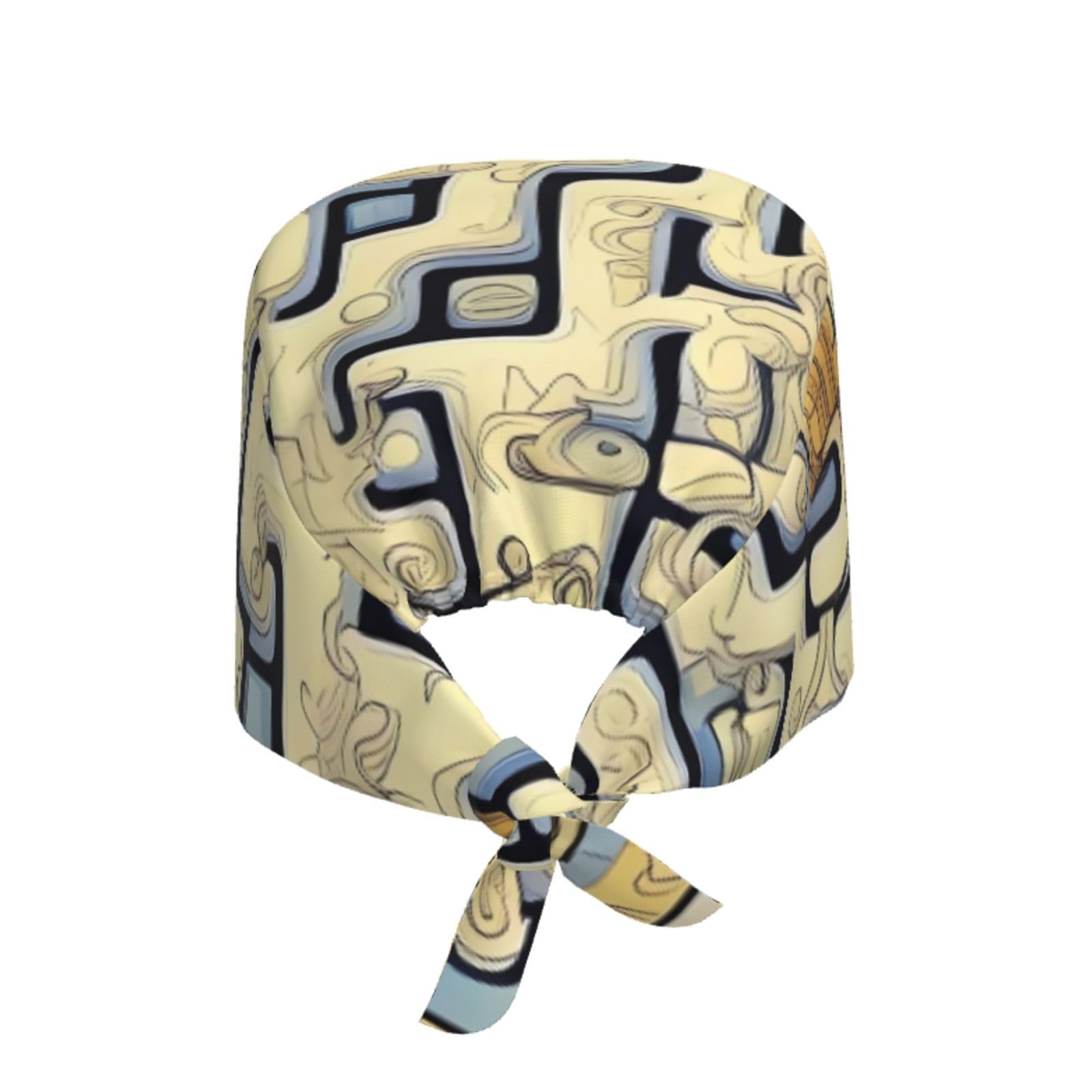 YYHHAOFA Breathable Work Hat Labyrinth Treasure Map Printed for Chef, Nursing, Spa, Facial Care, Fitness Black