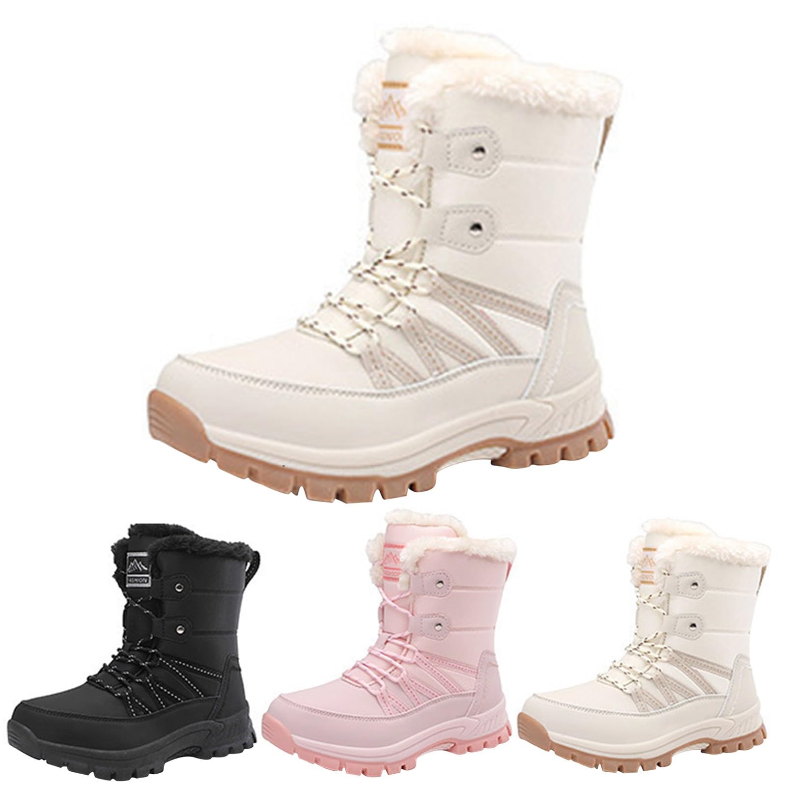 Générique Bottes Hiver Femme Imperméables Fourrées Chaude Bottines Confortable Antidérapant Chaude Chaussures Chaudes Résistant À L’humidité Fermeture Éclair Bottes Pour Déplacements Au Travail