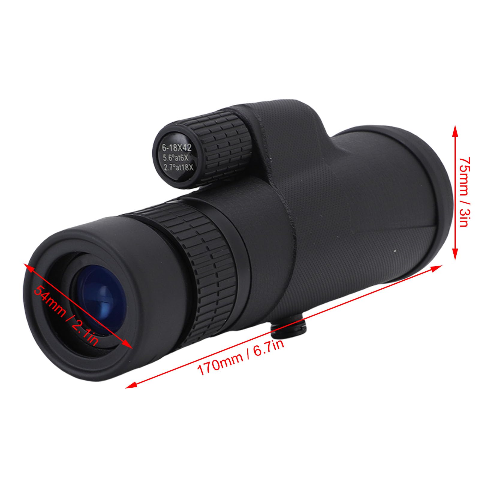 Eujgoov Telescopio Monoculare, Monoculare Ad Alta Potenza con Zoom 6x-18x con Armatura in Gomma per il Birdwatching, Campeggio Ed Escursionismo
