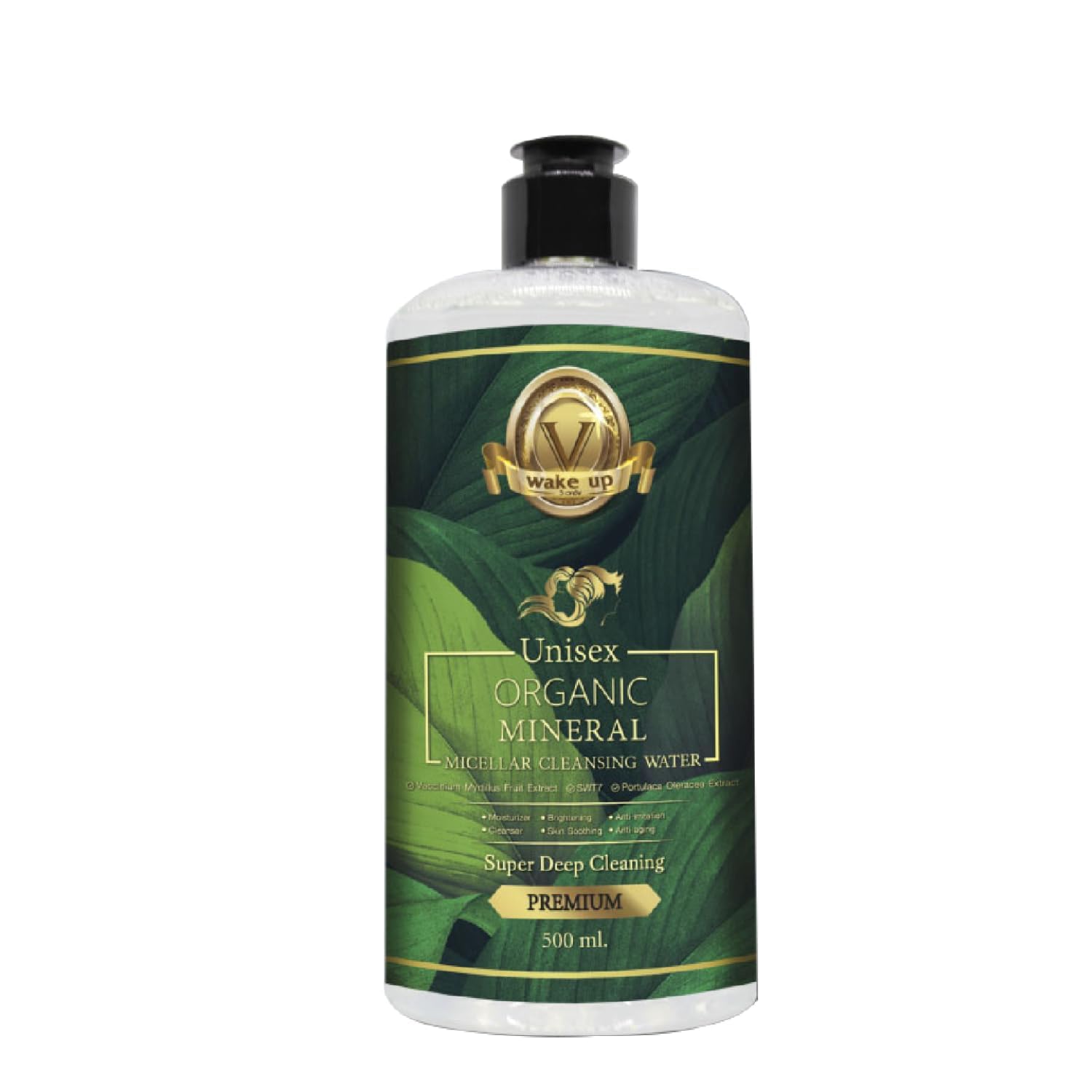 V WAKE UP Super Deep Cleansing Water - 500 ml, Waterproof Makeup, Skin Brightening & Moisture, Nourishing Formula - Antioxident & Rich in Vitamin C | Micellar Cleansing Water