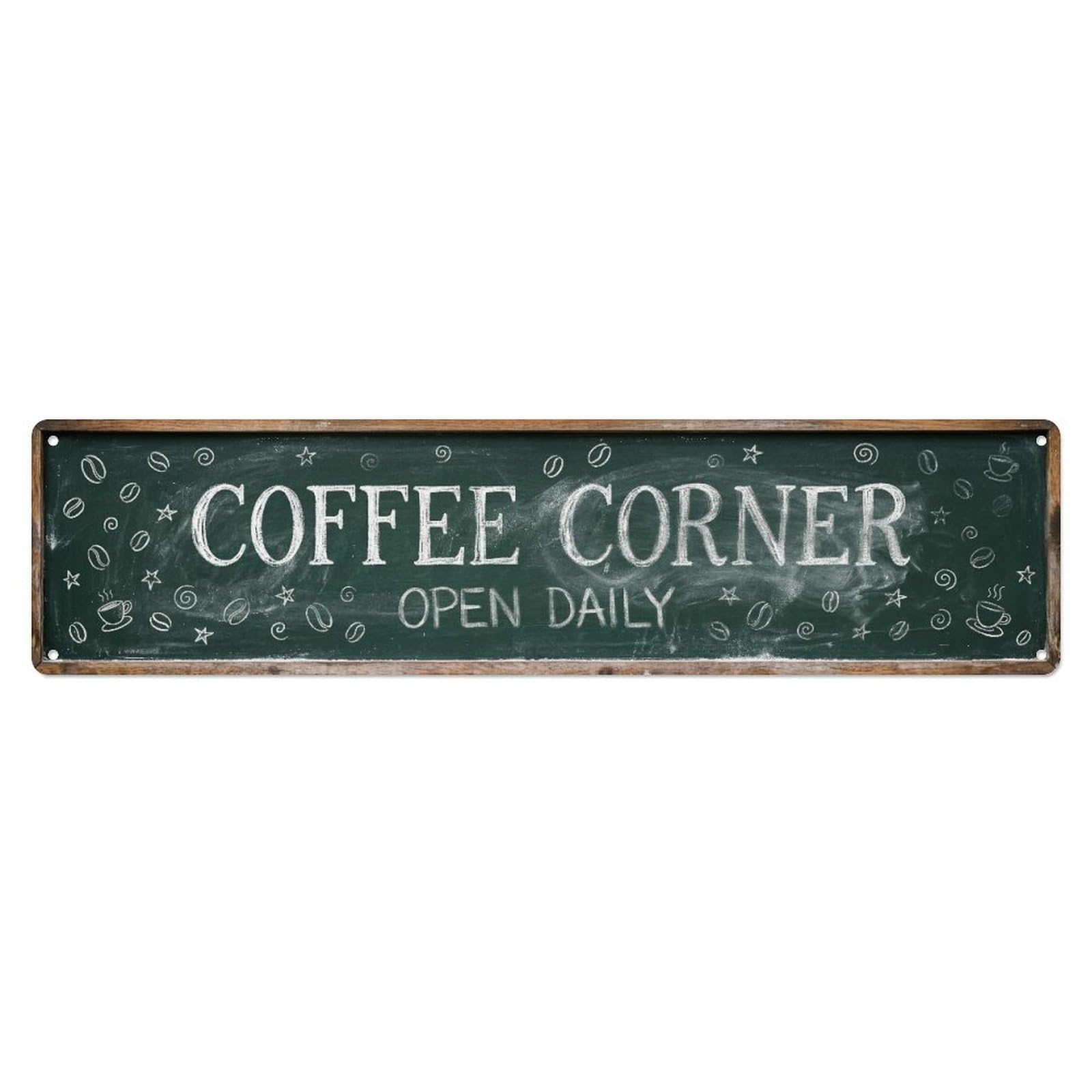 Coffee Corner Vintage Wall Metal Tin Skinny Sign Plaque Wall Decor for Cafe, Club Bar, Office, Home Garden Metal Poster 4x16Inch