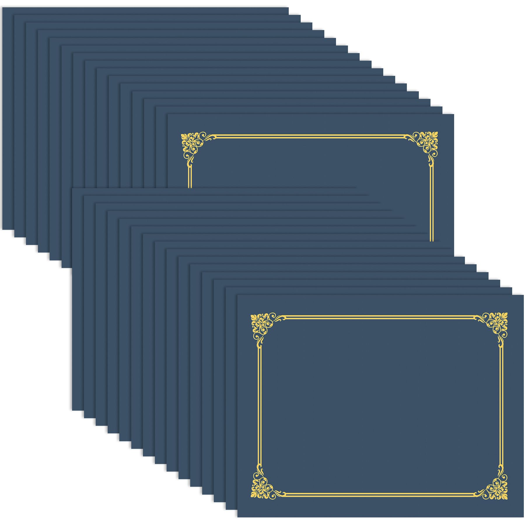 AKONEGE 30 Packs Certificate Holders, Navy Blue Diploma Holders, 350gsm, Certificate Covers with Gold Foil Border for Letter Size 8.5 x 11