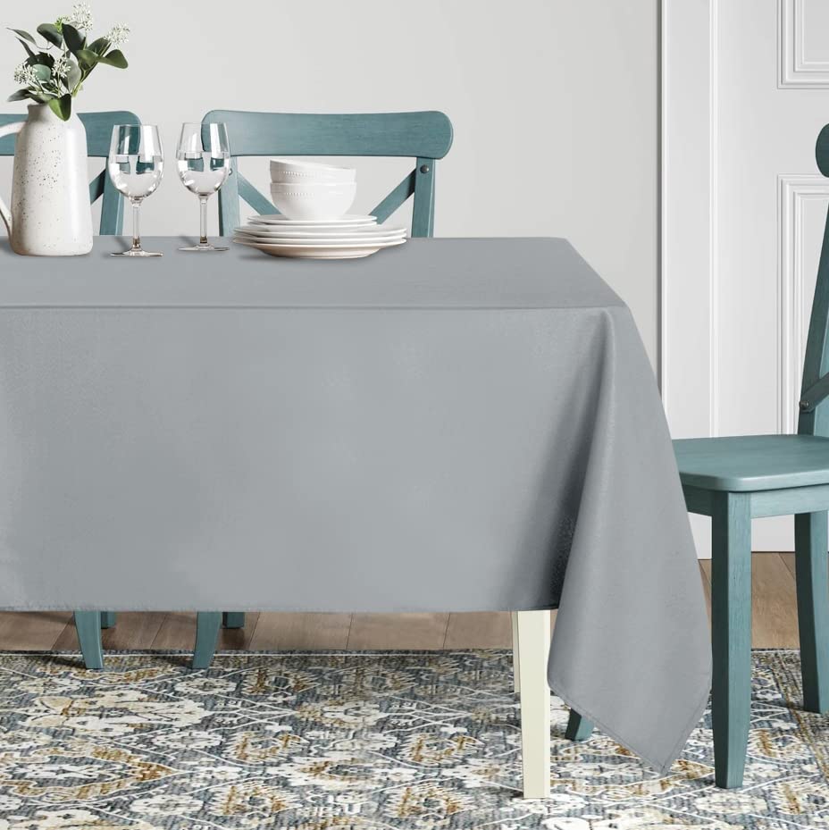 Image of sancua Rectangle Tablecloth - 60 x 102 Inch - Stain and Wrinkle Resistant Washable Polyester Table Cloth, Decorative Fabric Table Cover for Dining Tables, Buffet Parties and Camping, Silver Grey