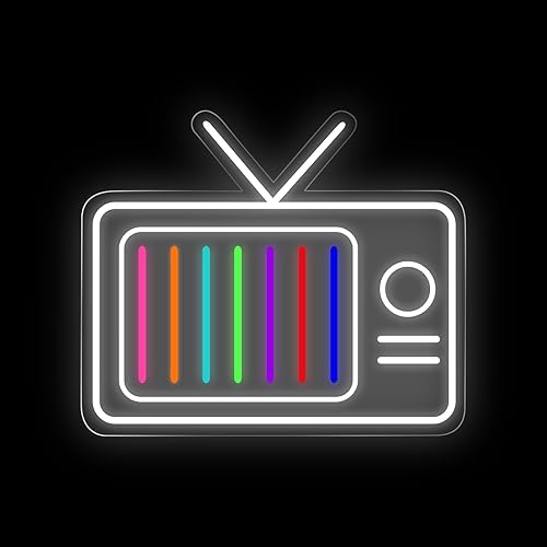 Letrero de neón LED retro para TV, juego de TV antiguo vintage con interferencias de TV sin señal, decoración de pared perfecta para tu fiesta