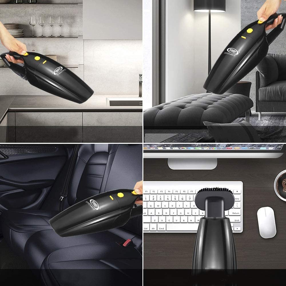 120W Portable USB Home Car Vacuum Cleaner for Auto Cars Suction Home Handheld Cordless Wet and Dry Dual Use Cleaning Tool(Color:Black)