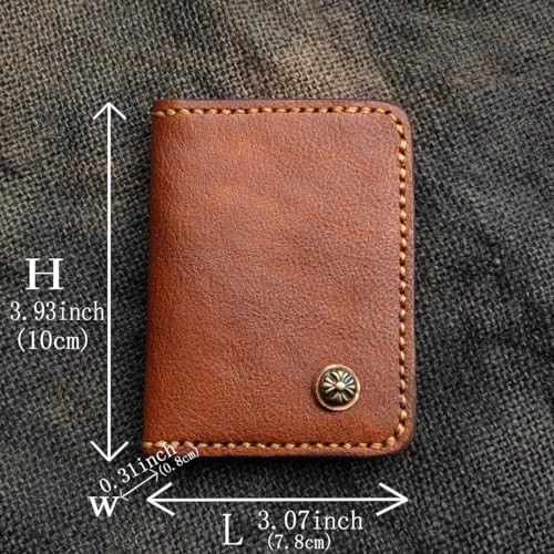 Handmade Leather Bifold Wallet, Brown with Decorative Stitching3