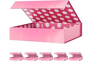 GREEN BEAN 6 Gift Boxes 11x7.8x2.3 Inches: Pink and Polka-Dotted Present Perfection