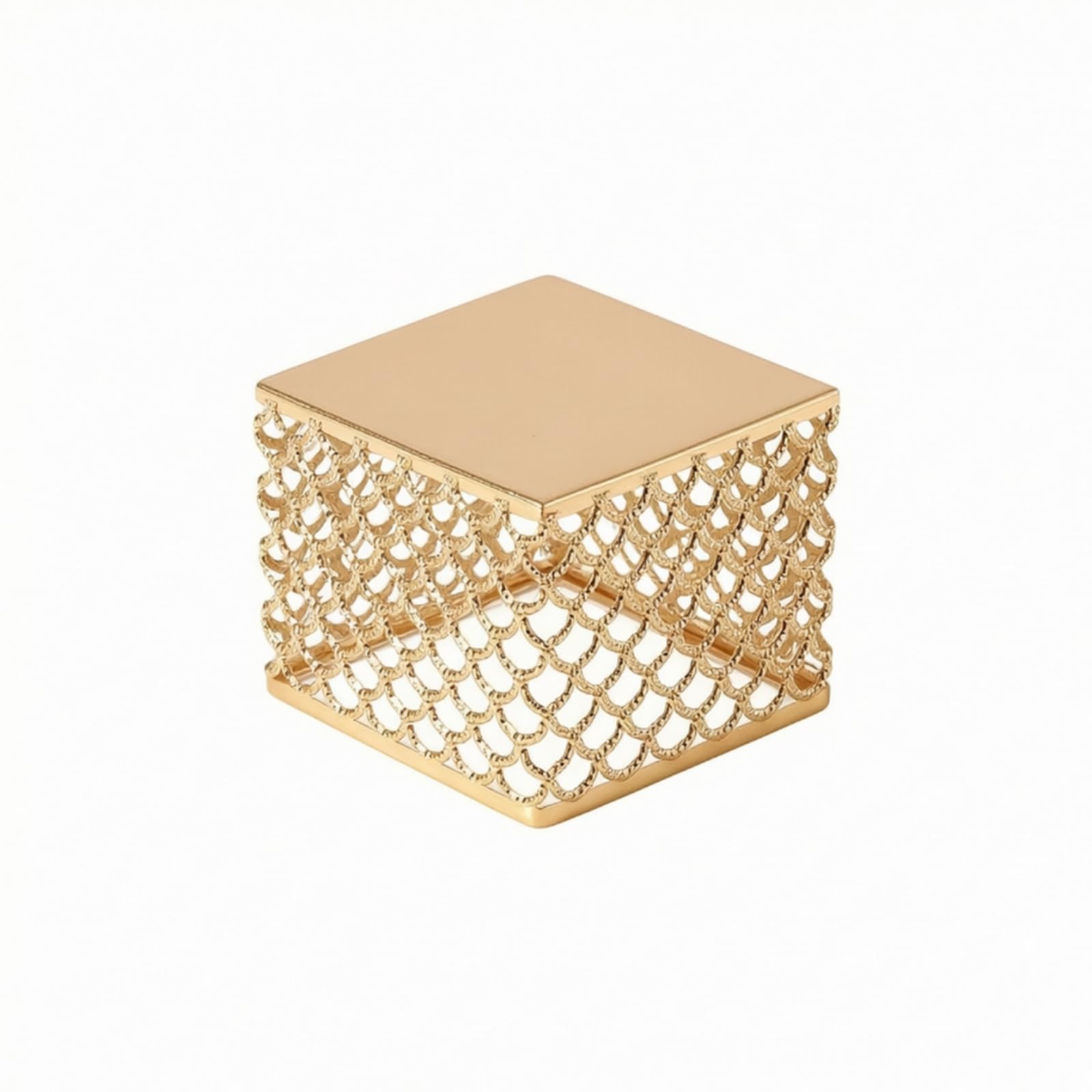 predolo Espositore in Metallo Decorativo Supporto con Lati Traforati Leggero Vassoio per Pasticceria, Matrimoni, Oro, Piccolo Quadrato