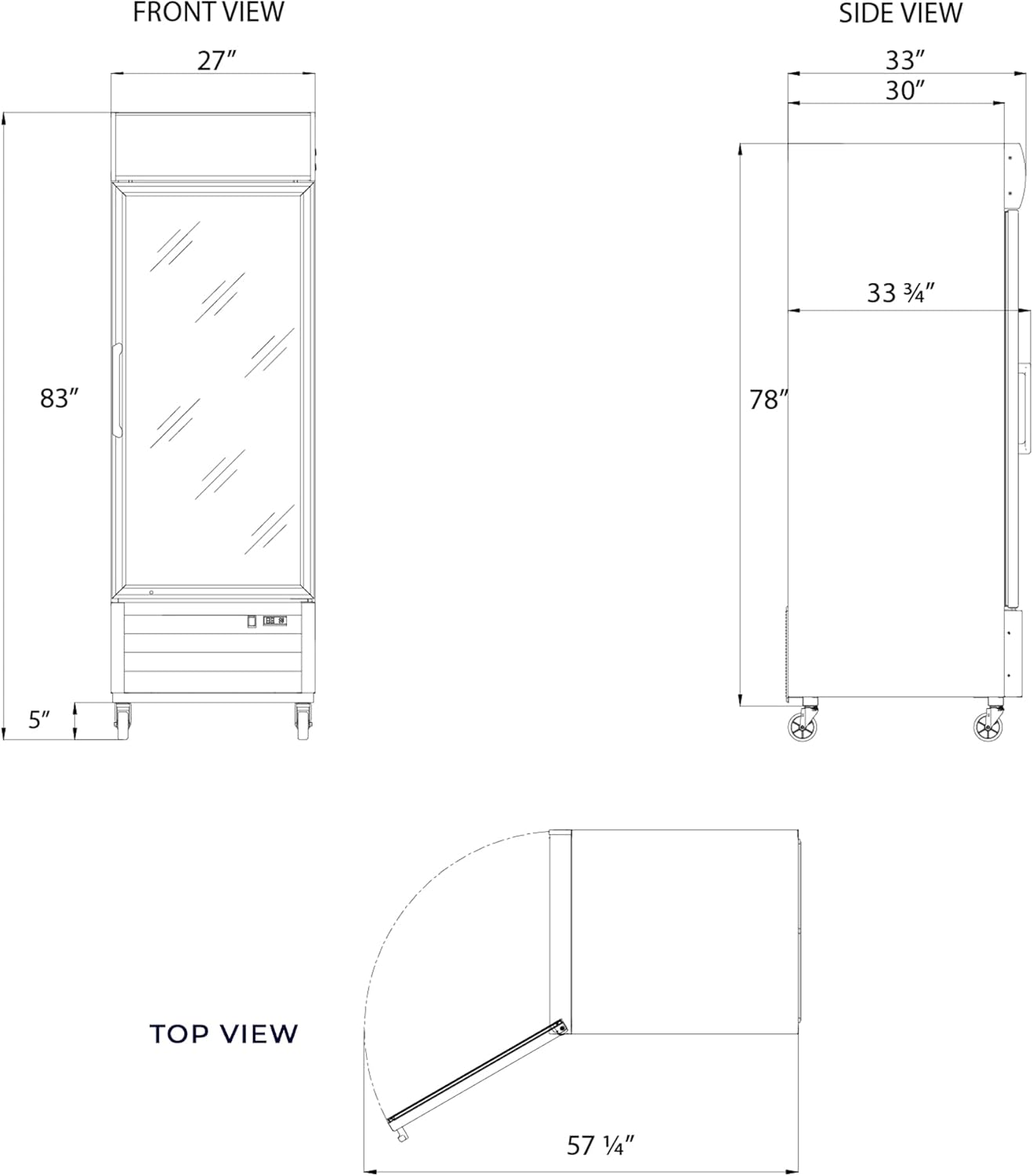 Frigos FG-MR-1D-G 27" Black Swing Glass 1 Door Merchandiser Refrigerator with LED Lighting - Energy Efficient Commercial Refrigeration Unit - Display Fridge Included Liftgate