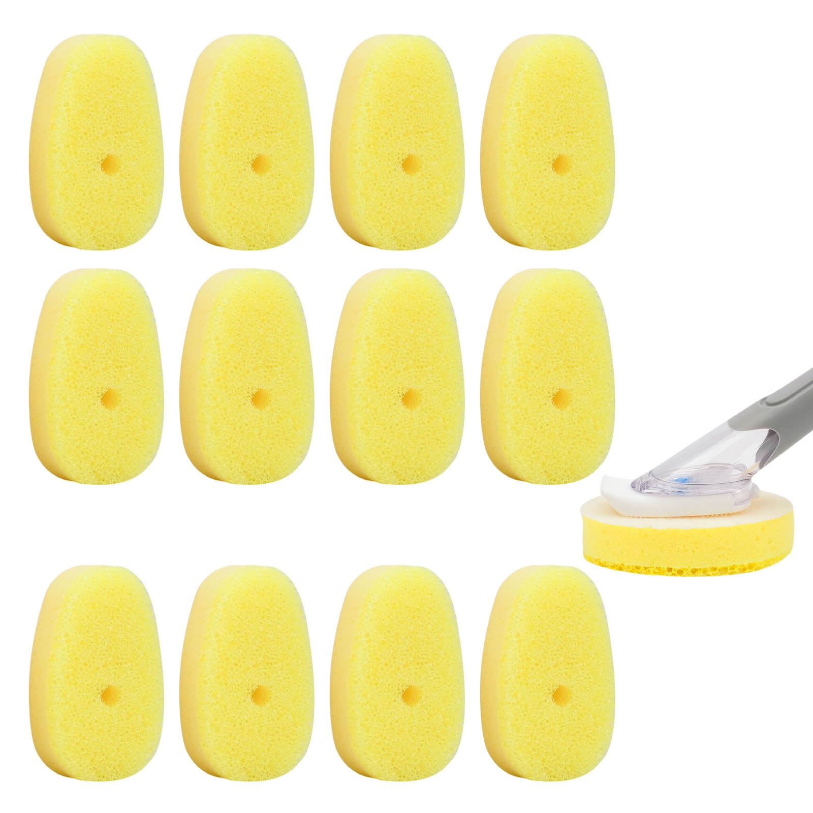 UWSTE 12Packs Dish Wand Sponge Refills for Scrub Daddy Dish Daddy - Replacement Heads for Dish Sponges, Non Scratch Dish Washing Scrubbers, Kitchen