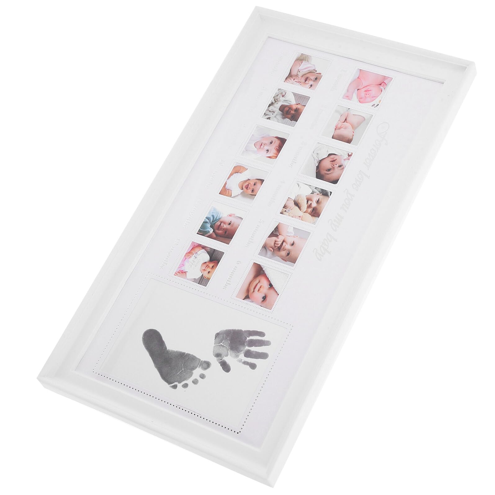 Marco de Fotos y Obsequio para Nuevos Padres Recuerdo Elegante Huellas de Manos y Pies Material PP y PVC en Color Blanco para Ñiño Adecuado para Decoración del Hogar