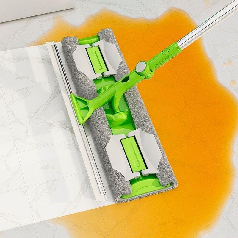 Image of PIYUCOLONY Solar Panel & High-Rise Window Cleaning Kit - Double Sided Mop with Long Pole, Microfiber Cloth & Rubber Scraper - Cleaning (Pack of 1)