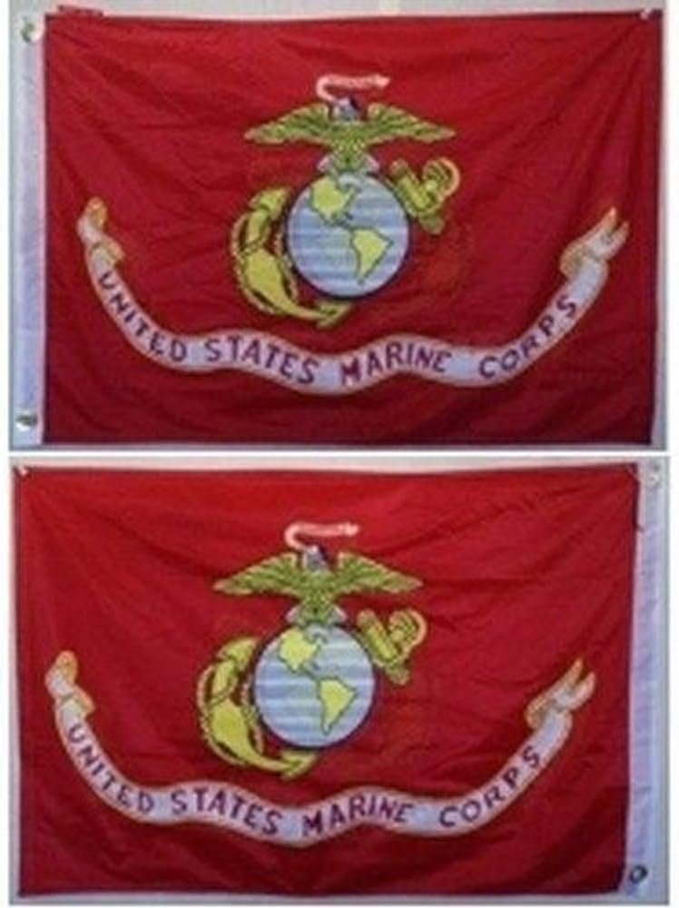 USMC Knitted Nylon Double Sided 3 x 5 Ft Flag Flag w/ Grommets