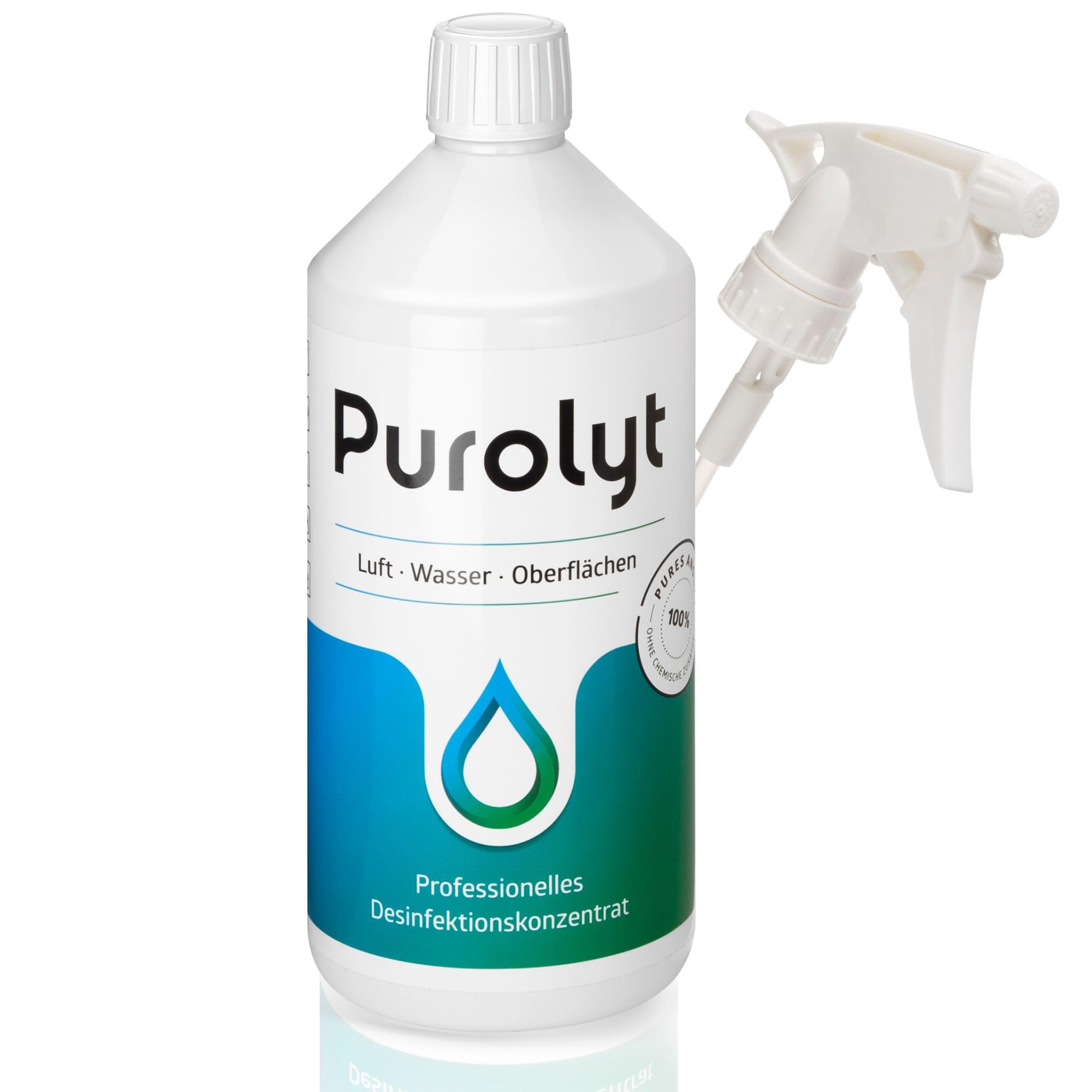 Purolyt Desinfektionskonzentrat 500ml + Sprühkopf HOCl Hydrokultur | Konzentrat + Sprühkopf-Aufsatz zur dosierten Entnahme. Bio-zertifiziert (EG) Nr. 834/2007. Vegan, alkoholfrei.