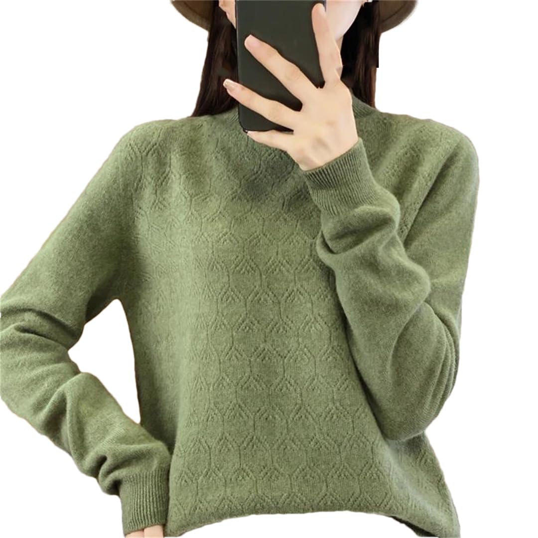 Maglione da donna in misto lana a metà collo aperto maglione lavorato a maglia plaid maglione a cavo spesso