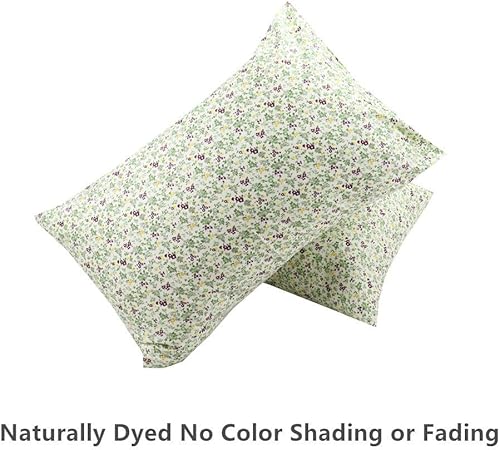 Miniatura 3 de Juego de 2 fundas de almohada de algodón floral de 600 hilos, tamaño Queen, 20 x 30 pulgadas