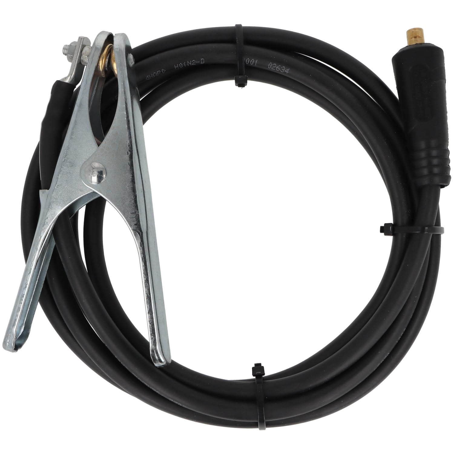 EBROM Cavo di massa per saldatura, 25 mm², H01N2-D, altamente flessibile, lunghezza: 1 – 20 m a scelta, morsetto di massa 200 A + spina per saldatrice da 9 mm, interamente in rame, prodotto in
