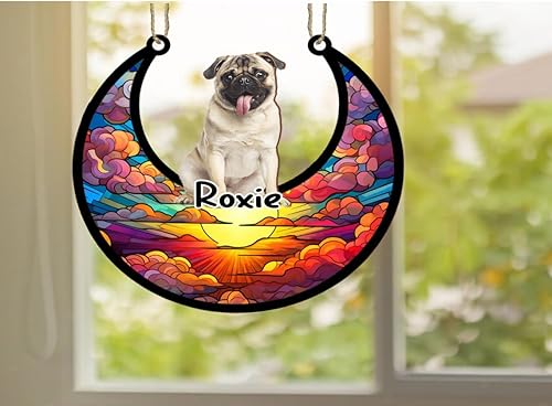 Vista 474 de LOVELYPOD Adorno de Navidad personalizado de perro pastor alemán, atrapasoles conmemorativo, adorno de Navidad de pastor alemán con nombre, pérdida